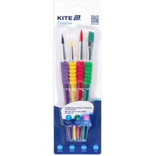 Набір із 4-x пензлів з грипом синтетика Kite Creative K-334-1