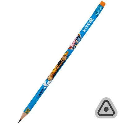 Олівець графітний з гумкою, тригранний Hot Wheels, 36шт, туба, HW25-046 Kite