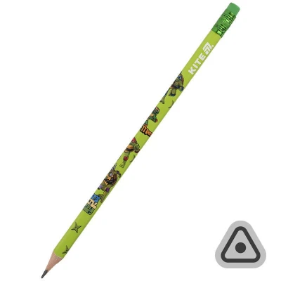 Олівець графітний з гумкою, тригранний Ninja Turtles, 36шт, туба, NT25-046 Kite