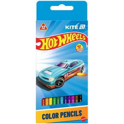 Олівці кольорові тригранні, 12 шт. Hot Wheels HW25-053 Kite