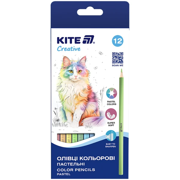Олівці кольорові, 12 шт. Kite Creative Pastel K-451