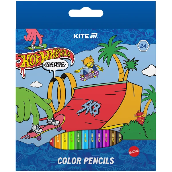 Олівці кольорові, 24 шт. Hot Wheels HW25-055-2 Kite