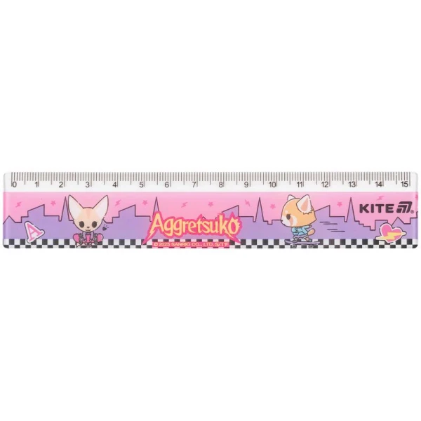 Лінійка пластикова, 15см. Aggretsuko AR25-090 Kite