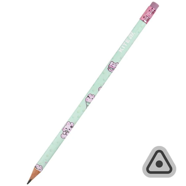 Олівець графітний з гумкою, тригранний Feel Good, 36шт, туба, K25-046-2 Kite