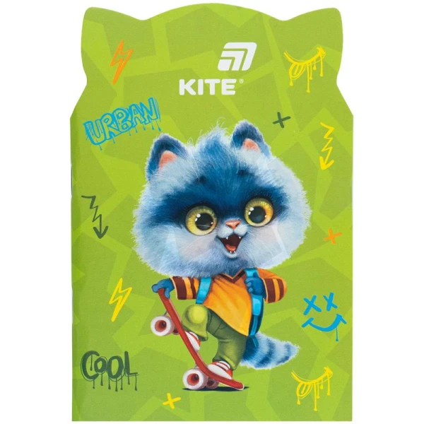 Блокнот м'яка обкл., 48 арк. кліт., Skate cat K25-461-1 Kite