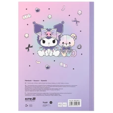 Блокнот м'яка обкл. А5, 40 арк., клітинка, Kuromi HK24-091-2 Kite