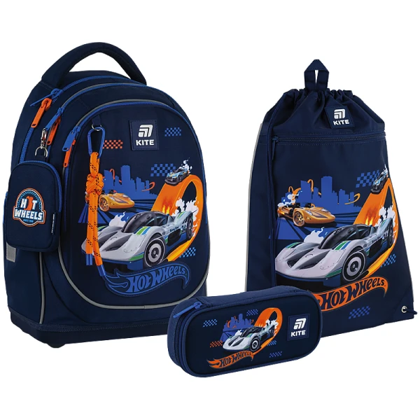 Набір рюкзак + пенал + сумка для взуття Kite SET_HW25-724S Hot Wheels