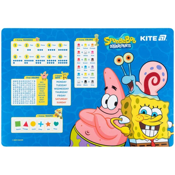 Підкладка настільна, 42,5x29см, PP Sponge Bob SB25-207 Kite
