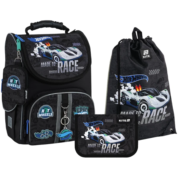 Набір рюкзак + пенал + сумка для взуття Kite SET_HW25-501S Hot Wheels
