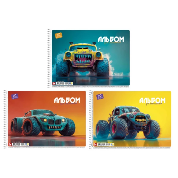 Альбом для малювання, спiраль, 20арк., 120г/м2, PB-SC-020-8028 Школярик