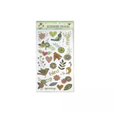 Наліпка паперова з фольгою 15*31см, декор Пташки 20шт/уп, DA-004