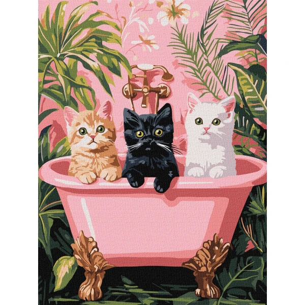 Набір для розпису по номерах "Коти у ванній" 30х40см., KHO6726