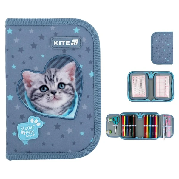 Пенал Kite 1 від., 2 відв., з наповненням SP25-622H-3 Studio Pets