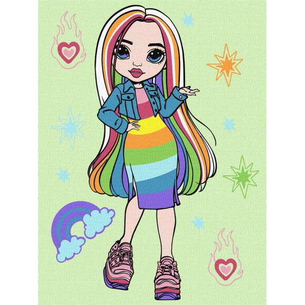 Набір для розпису по номерах для дітей "Rainbow High Amaya Raine" 30х40см., KHO1236
