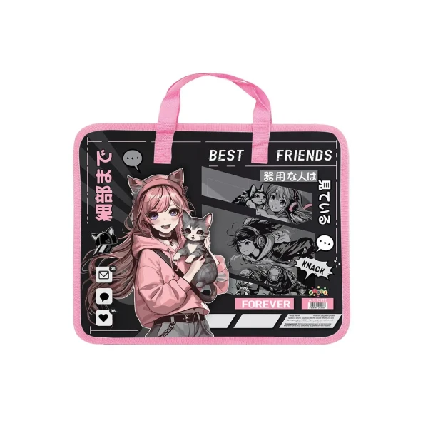 Тека пластикова з текстильними ручками KIDIS, серія "Anime Girls" 13212