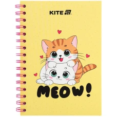 Блокнот на спіралі картонна обкл., А5, 80 арк, кліт, Cute 1, K25-1911-1 Kite