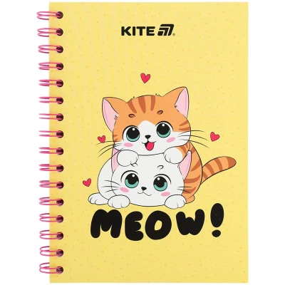 Блокнот на спіралі картонна обкл., А5, 80 арк, кліт, Cute 1, K25-1911-1 Kite