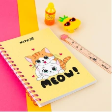 Блокнот на спіралі картонна обкл., А5, 80 арк, кліт, Cute 1, K25-1911-1 Kite