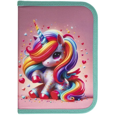 Пенал 1-яр. пустий, 2 відворота, поліестер, Cute Unicorn, 25201C Class