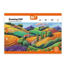 Альбом для малювання, А4 20 арк. 100г/м2, скоба з перфорацією, "Orange Line" 130607 YES