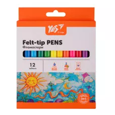 Фломастери YES 12 кольорів у карт. кор. 