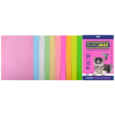 Набір кольорового паперу А4, 80г/м2, PASTEL+NEON, 10кол. 20арк., BM.2721720-99