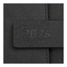 Щоденник датов. 2026 ENIGMA, A5, чорний, штуч. шкіра/поролон, BM.2113-01