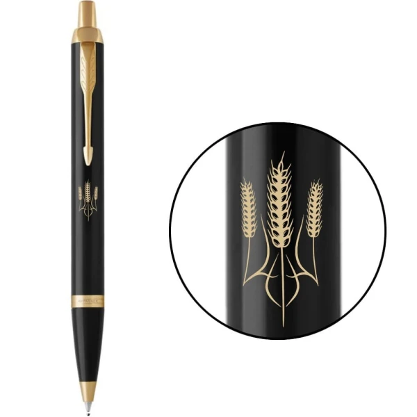 Ручка кулькова Parker IM Black GT BP Тризуб з колосків 22032_T059y