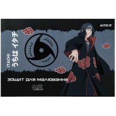 Зошит для малювання, 12 арк., скоба, гібр. лак + УФ лак, Naruto NR23-241 Kite