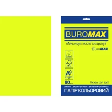 Папір кольоровий Euromax 80г/м2, NEON, жовтий, 20арк., BM.2721520E-08