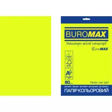 Папір кольоровий Euromax 80г/м2, NEON, жовтий, 20арк., BM.2721520E-08