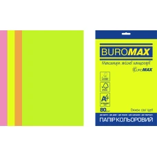 Папір кольоровий Euromax 80г/м2, NEON, 4 кольора, 20арк., BM.2721520E-99