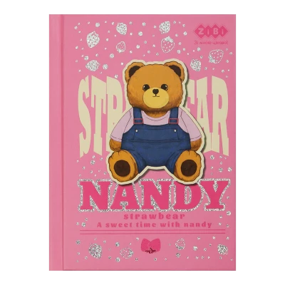 Блокнот BEAR TOY, А6, 64 арк., клітинка, тв. обл., мат. ламін.+лак, ,рожевий, KIDS Line, ZB.12721-10