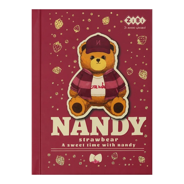 Блокнот BEAR TOY, А6, 64 арк., клітинка, тв. обл., мат. ламін.+лак,бордовий, KIDS Line, ZB.12721-13