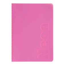Книга записна NEON, А5, 80 аркушів, клітинка, зшита обкладинка PVC, рожева, BM.24822180-10