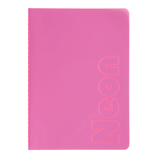 Книга записна NEON, А5, 80 аркушів, клітинка, зшита обкладинка PVC, рожева, BM.24822180-10