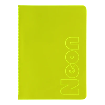 Книга записна NEON, А5, 80 аркушів, клітинка, зшита обкладинка PVC, жовта, BM.24822180-08