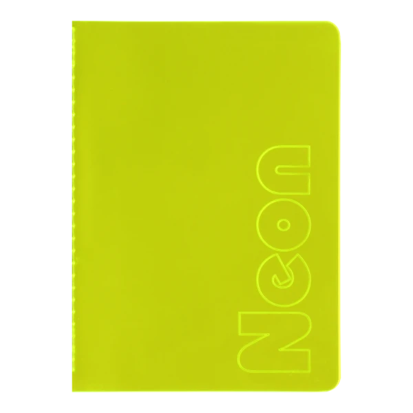 Книга записна NEON, А5, 80 аркушів, клітинка, зшита обкладинка PVC, жовта, BM.24822180-08