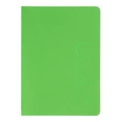 Книга записна NEON, А5, 80 аркушів, клітинка, зшита обкладинка PVC, зелена, BM.24822180-04