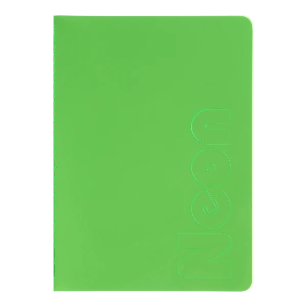 Книга записна NEON, А5, 80 аркушів, клітинка, зшита обкладинка PVC, зелена, BM.24822180-04