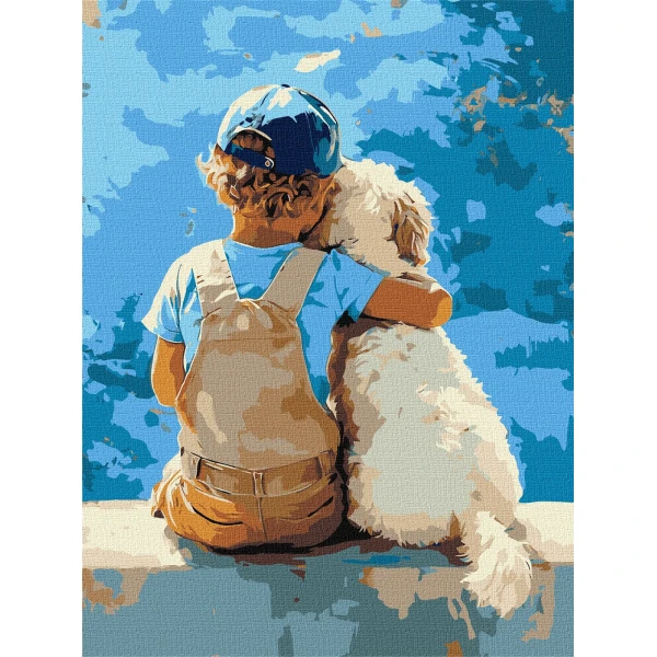 Набір для розпису по номерах "Хлопчик та пес" 30x40см., KHO8639