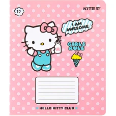 Зошит 12 арк., лінія, софт тач + УФ лак, Hello Kitty HK22-234 Kite