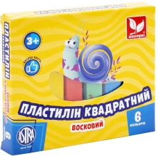 Пластилін квадратний восковий 6 кольорів 83811908-UA Школярик