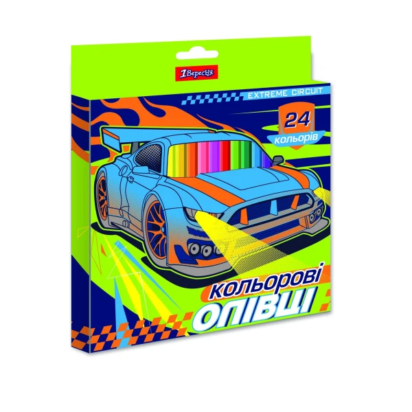 Олівці кольорові тригранні, 24 шт. "Street race", 290626, 1Вересня