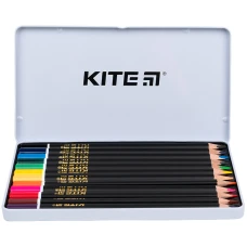 Олівці кол. тригранні, 12 шт., мет.пенал Kite Fantasy K22-058-2