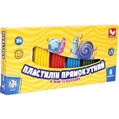 Пластилін прямокутний 6 кольорів 303116001-UA Школярик