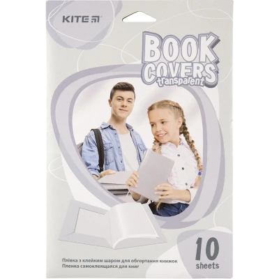 Плівка самоклеюча для книг, 38*27 см, 10 шт., прозора K20-307 Kite