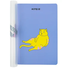 Блокнот пласт. обкл. двійна, А5+, 40 арк, кліт., Cat sceleton K23-460-1 Kite