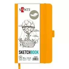 Скетчбук SANTI для графіки, 13х21см, 80 арк., тверда обкладинка PU, 110г/м2, жовтий, 743364