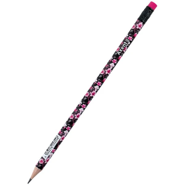 Олівець графітний Axent 9009, HB, туба, Floral Black, 9009/36-14-A